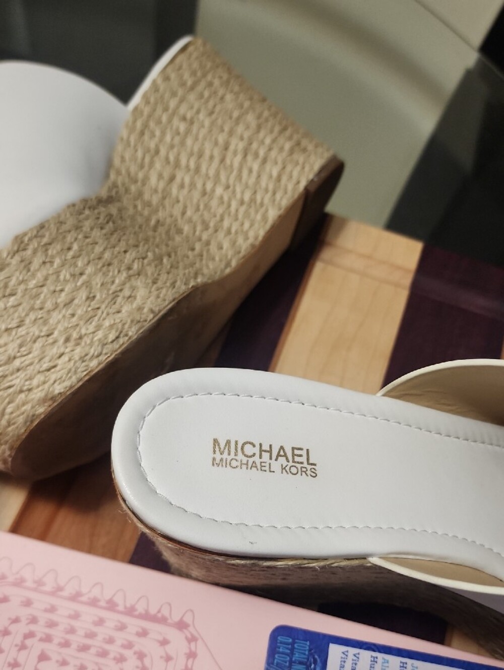 Michael Kors White Braided Espadrille Wedge Mule...size 10 - Picture 4 of 5